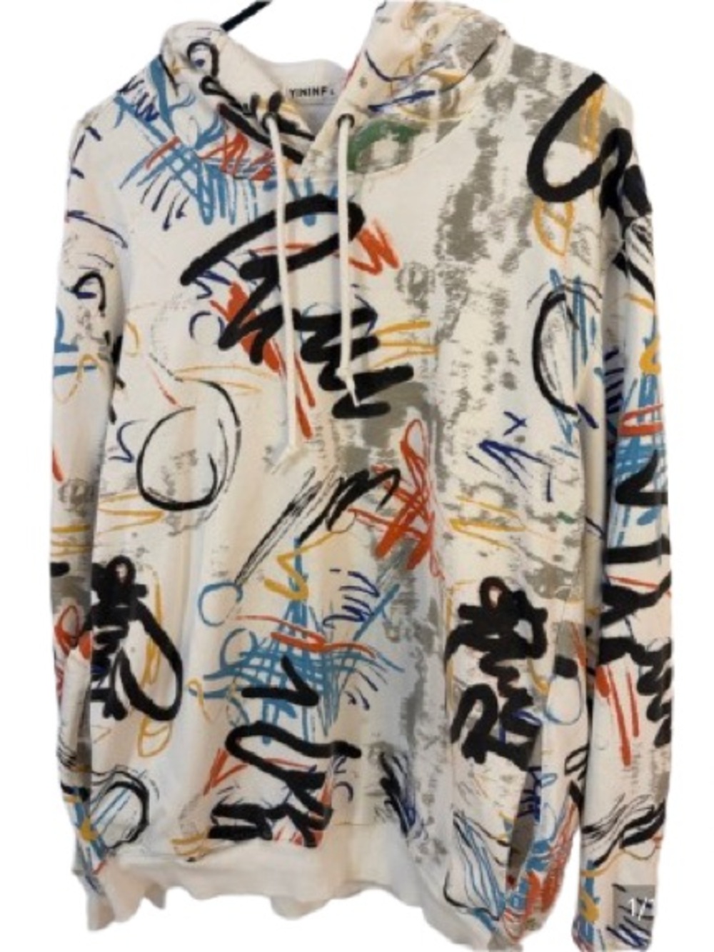 YININF Mens Hipster Hip Hop Hoodie Multicolor Graffiti Print Streetwear Pullover